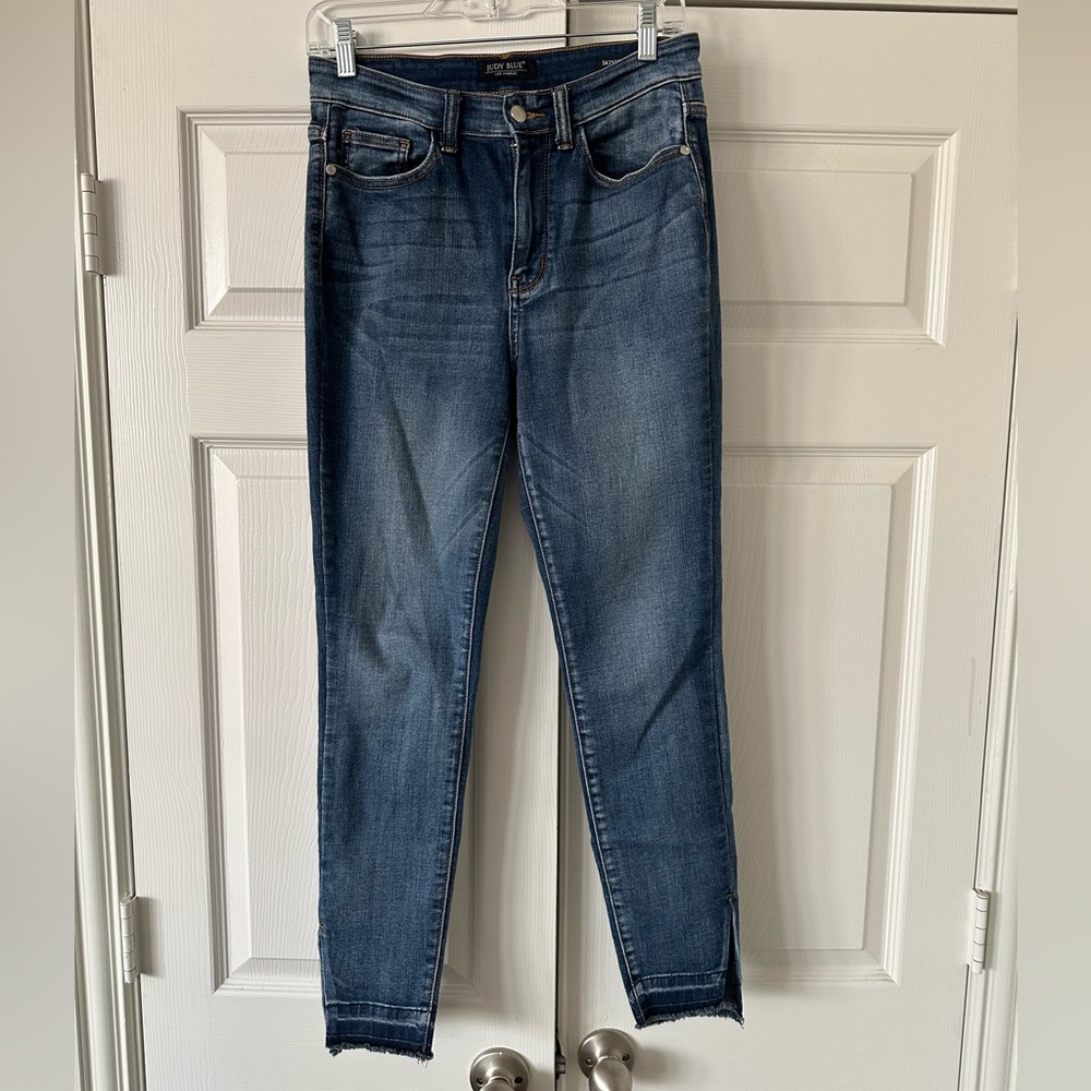 Judy Blue High Waist Raw Hem Side Split Jeans